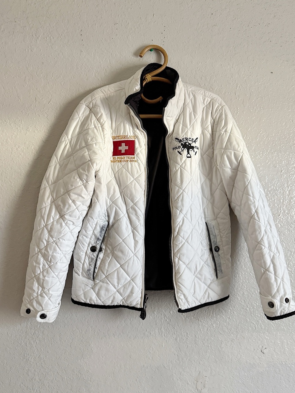Vintage 2008 Polo Ralph Lauren Winter Cup Quilted Embroidered Reversible Jacket